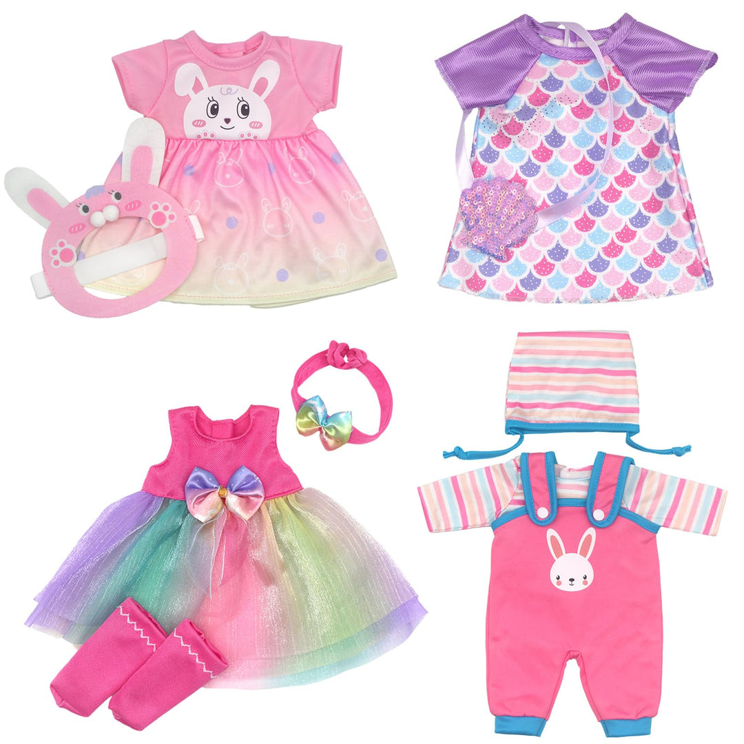 Puppenkleidung Puppenkleider Set mit Mantel Stirnband und Socken für 30-36 cm Puppen, 4-Packungen