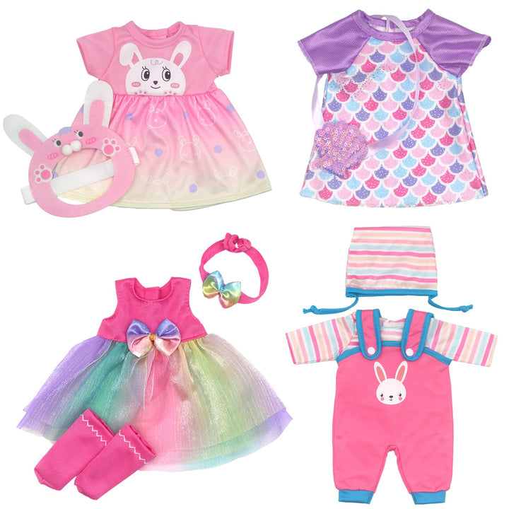 Puppenkleidung Puppenkleider Set mit Mantel Stirnband und Socken für 30-36 cm Puppen, 4-Packungen
