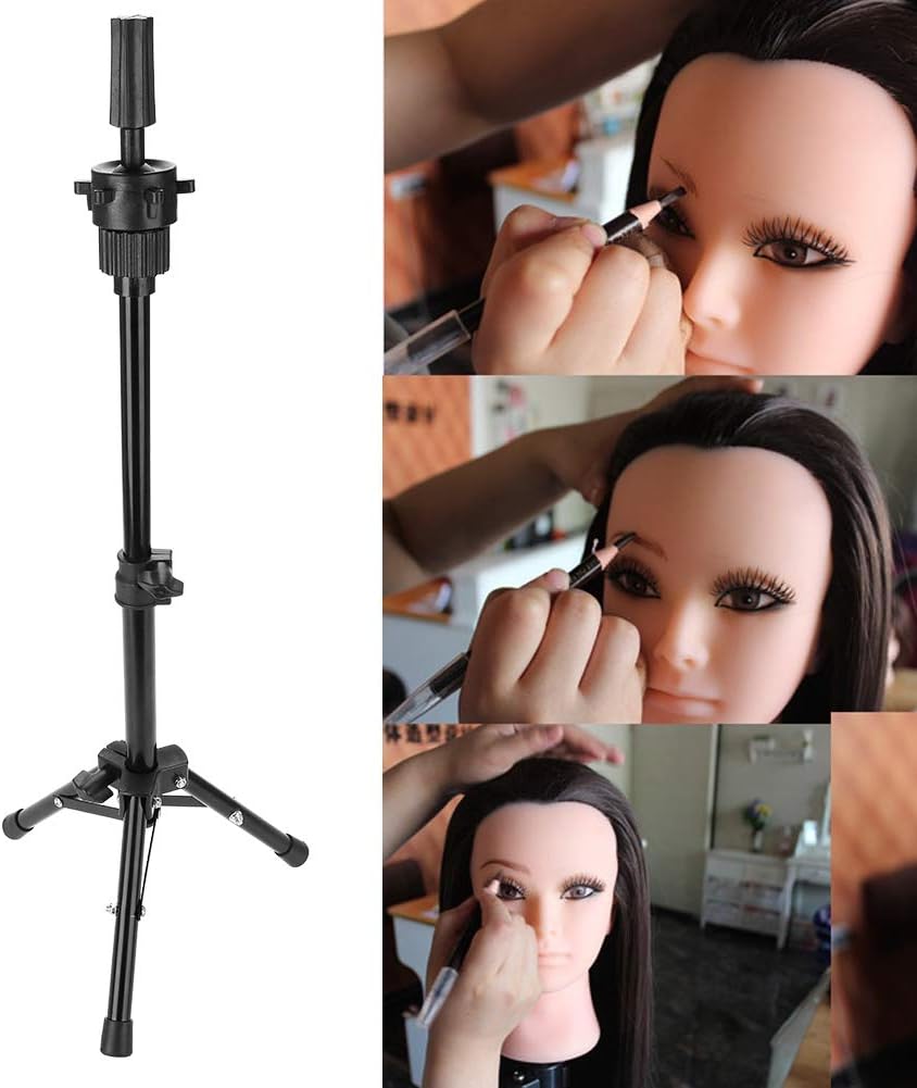 Ejoyous Friseur Übungskopfhalter Übungskopfständer Übungskopf Dreibein Stativ Salon Neu, 30-58,5 cm