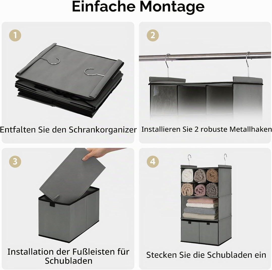 GRANNY SAYS Hängender Schrank Organizer mit Schubladen, 4 Regalteiler, Hängender Schrank-Organizer,