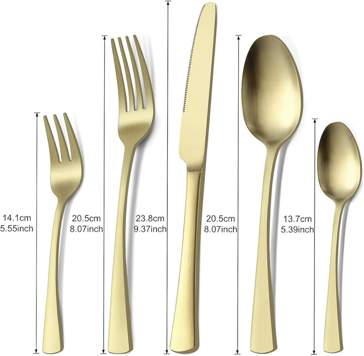 Bestdin Besteck Set 6 Personen, 30 teilig Edelstahl Besteckset Matt Champagner Gold Essbesteck Set m