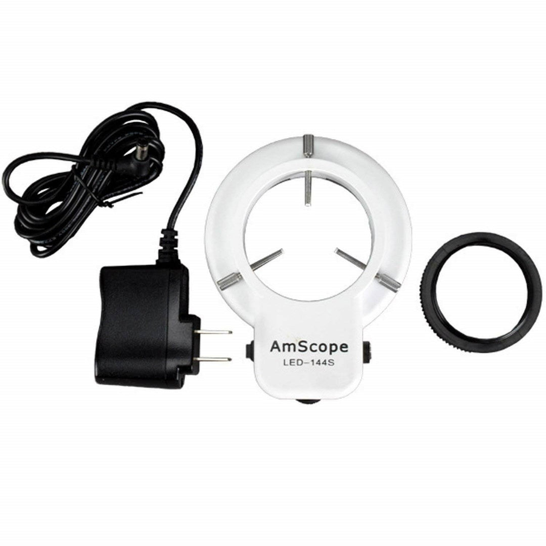 AmScope LED-144S 144 LED-einstellbares Mikroskop-Kompaktringlicht und Adapter