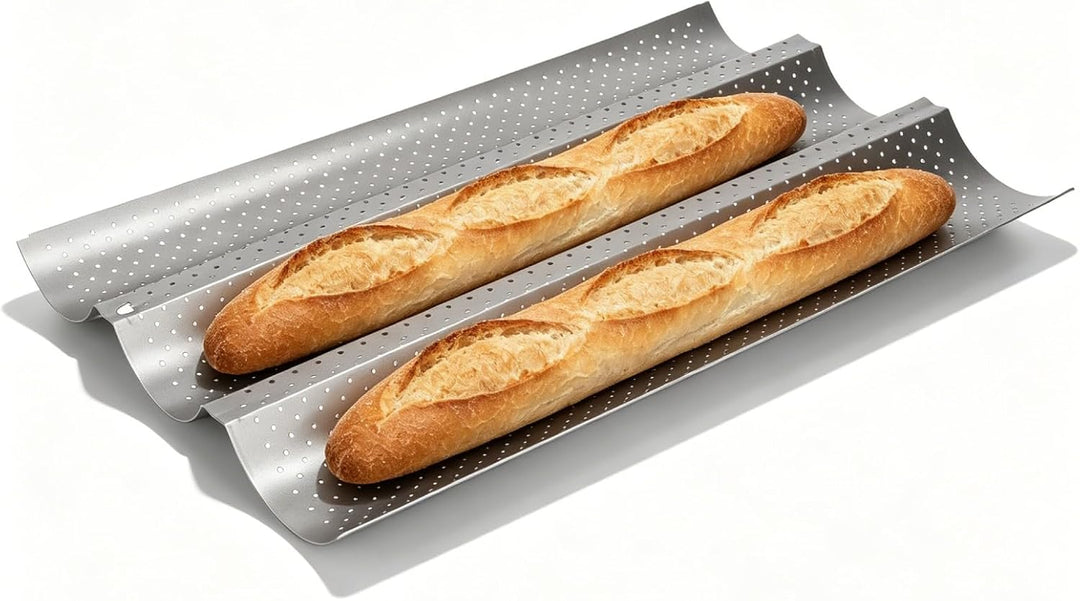 Perforierte Baguette-Pfanne, Edelstahl-Baguette-Backblech Antihaft-Brotblech zum Backen von französi