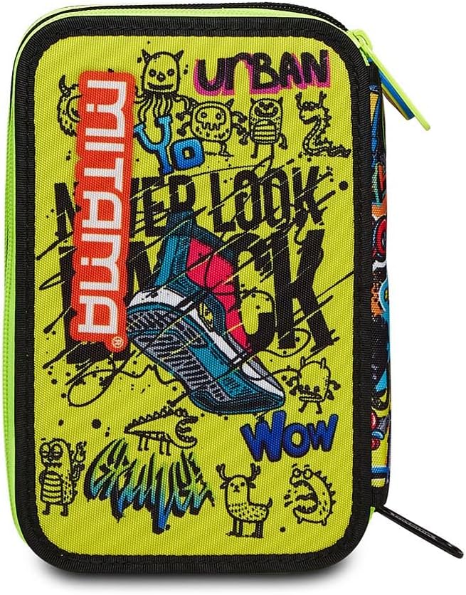 Mitama ASTUCCIO 3 Zip, Kinder und Jungen 3 Reissverschluss-ETUI, Schwarz, Taglia Unica