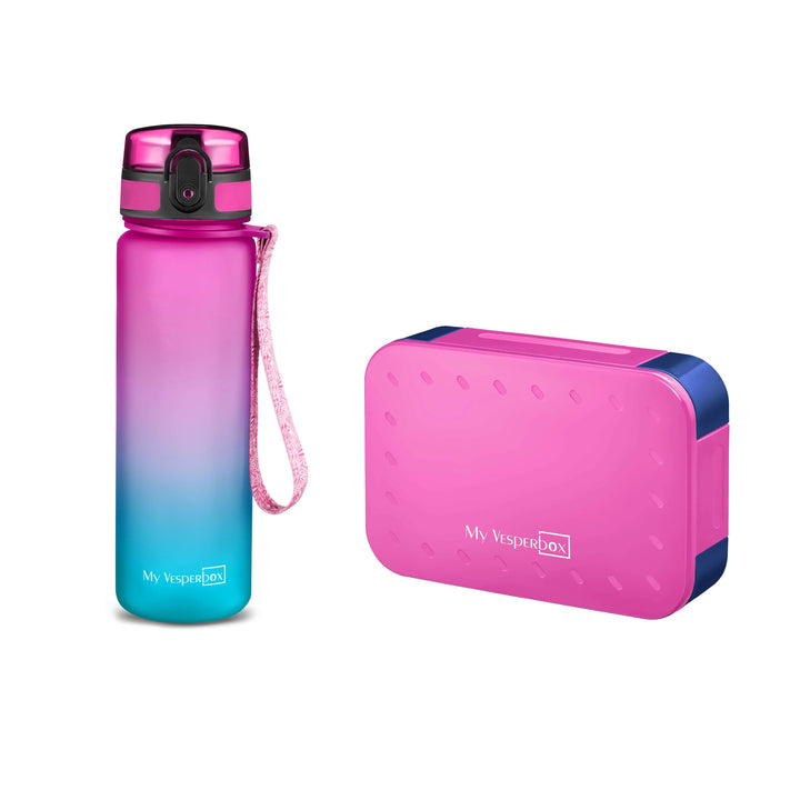 My Vesperbox - Mini Lite Set – Bento Box &amp; Trinkflasche 500ml – Lunchbox mit variablen Fächern – Bro