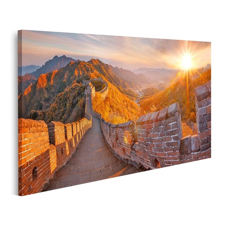 islandburner Bild auf Leinwand Chinesische Mauer China Herbst Bilder Wandbilder Poster, 80L x 40B cm