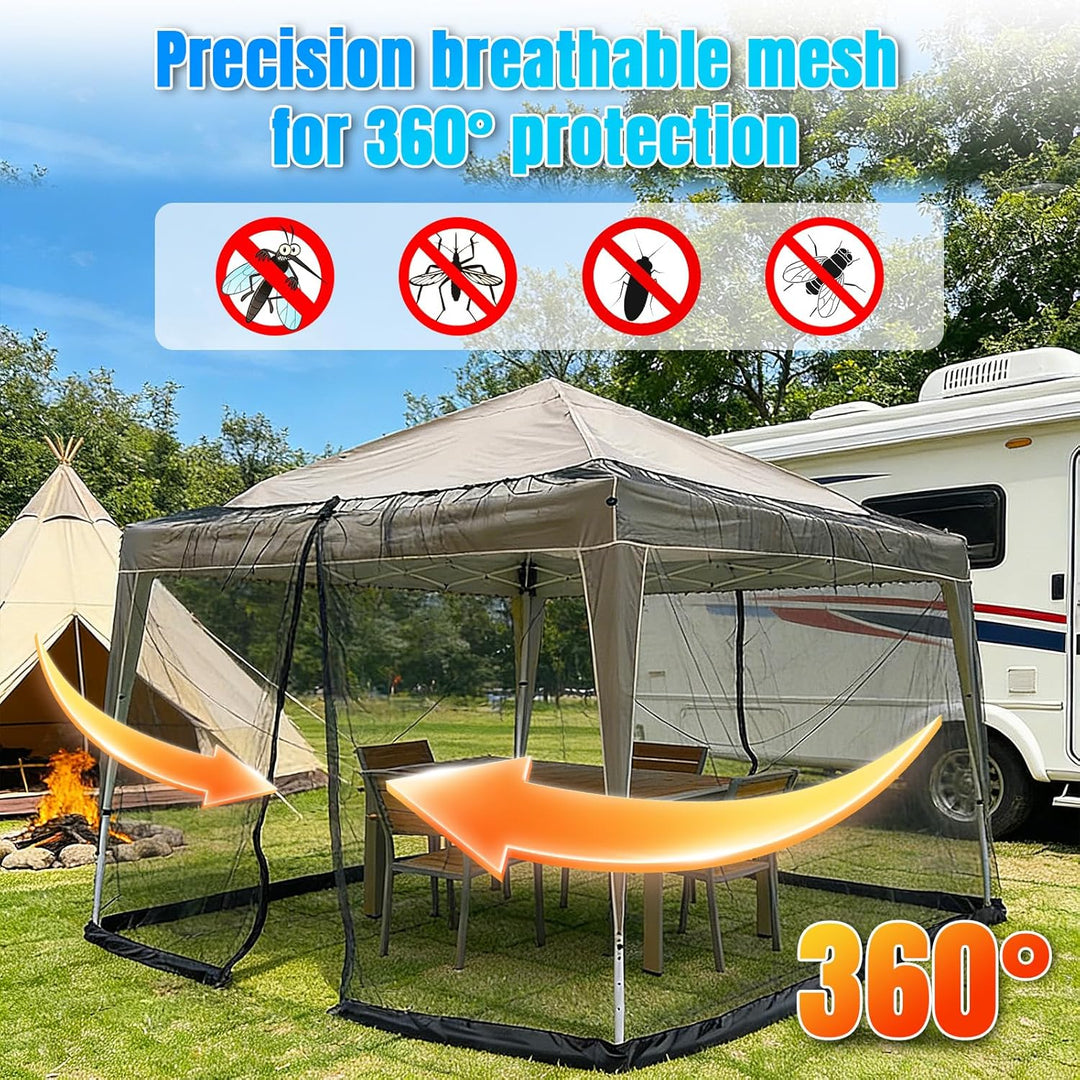 3x3m Moskitonetz Fliegengitter für Pavillon Sonnenschirm, PP Nanocomposite Gazebo Mosquito Net 4-Sei