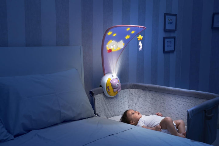Chicco Next2Moon Kinderbett-Projektor mit Licht und Geräuschen, beweglich, abnehmbares Panel und Kar