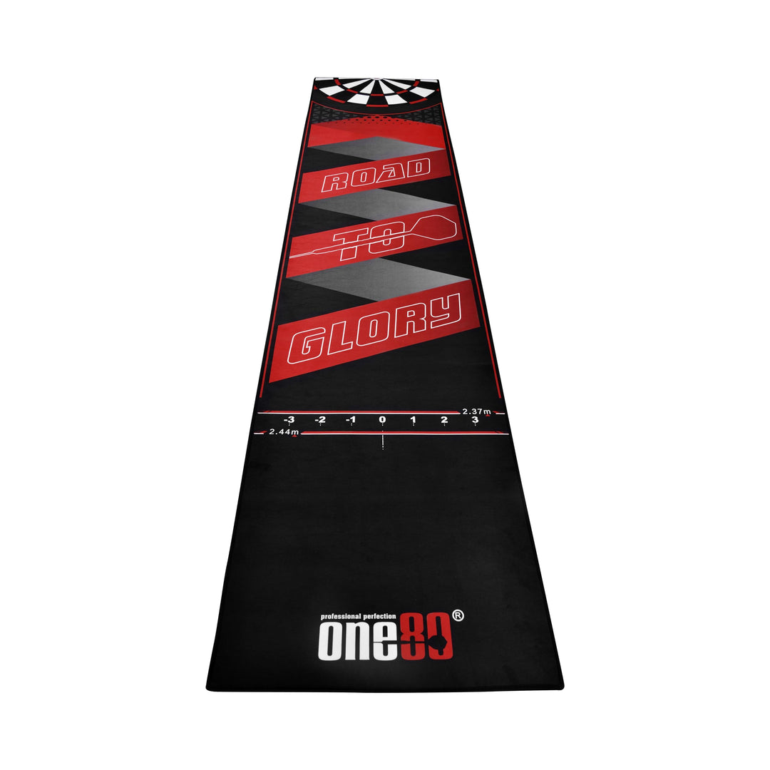 ONE80 Dart Poly Dart Mat Dartteppich incl. Oche Tape rutschfeste gummierte Unterseite 310x70 cm Dart