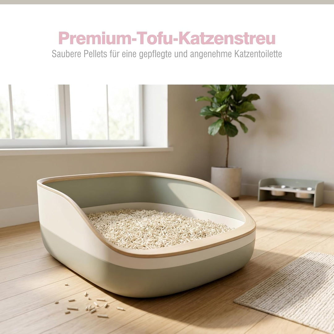 PORTENTUM Tofu Katzenstreu Klumpstreu 24 L staubfrei – cat Litter mit Geruchskontrolle und einfacher