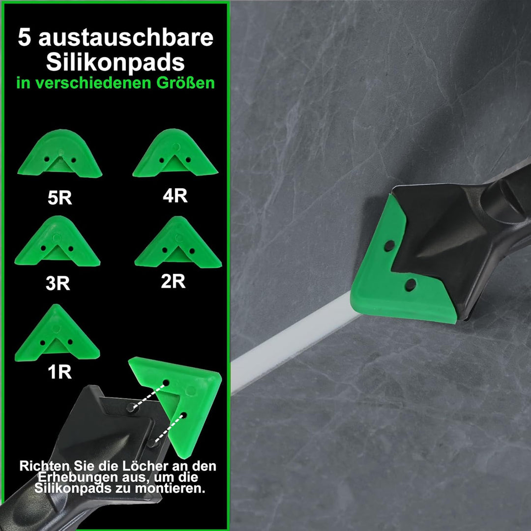 Silikonentferner Werkzeug Set aus Edelstahl, Fugenwerkzeug und Dichtmittel Glättset mit 3 Silikon Sc