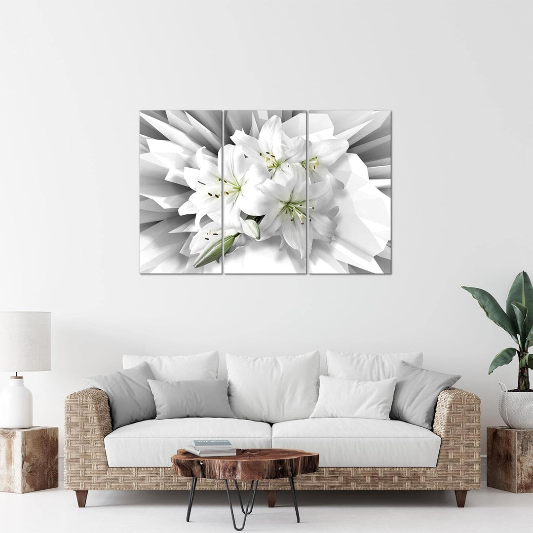 Runa Art Wandbilder Blumen Lilien Bild XXL Wohnzimmer Schlafzimmer Grau Grün Abstrakt 120 x 80 cm 3