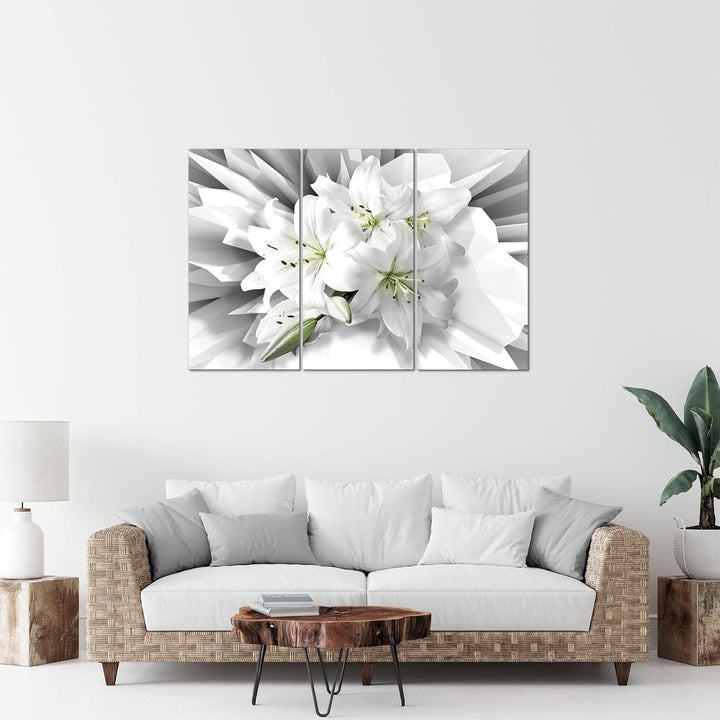 Runa Art Wandbilder Blumen Lilien Bild XXL Wohnzimmer Schlafzimmer Grau Grün Abstrakt 120 x 80 cm 3