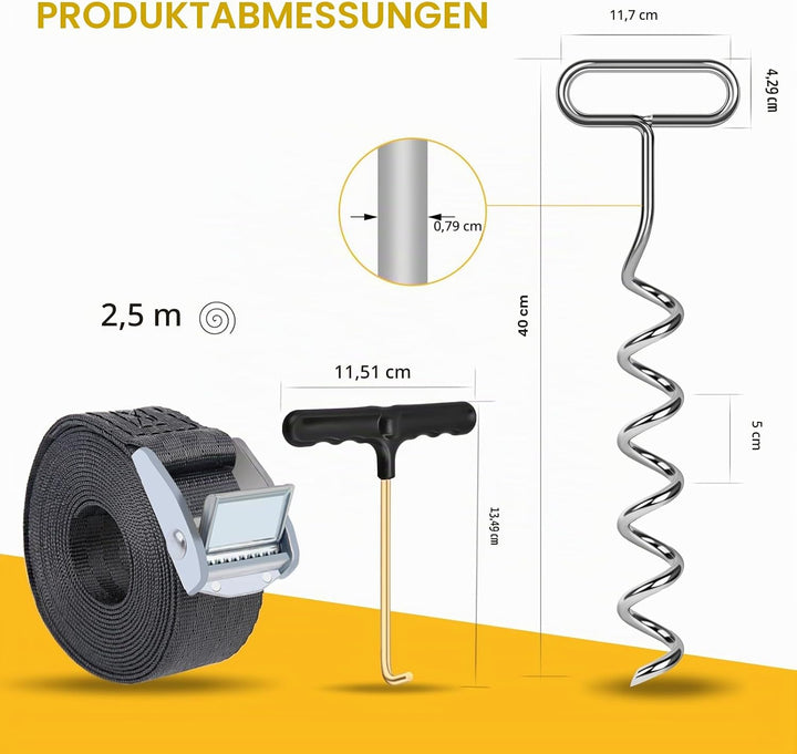 Bodenanker für Trampolin, Erdanker, 8 pcs mit Adjustable Strap, für Trampolin, Schaukel, Pavillon 8