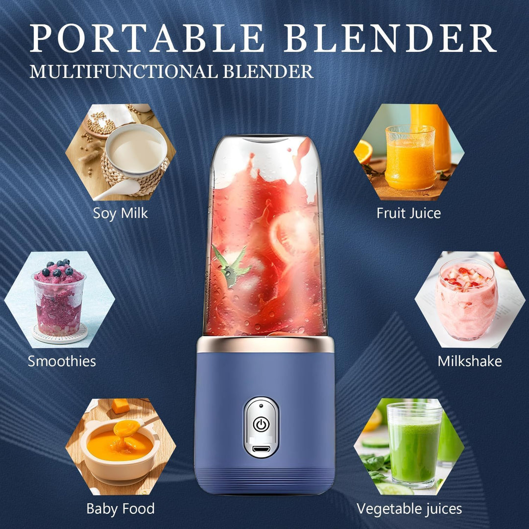Mini-Mixer für Milchshakes und Smoothies, USB Wiederaufladbarer 6-Klingen-Fruchtsaftbecher, Tragbare