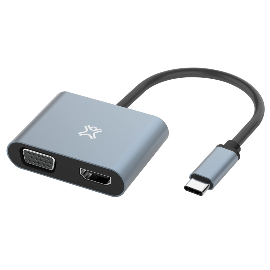 XtremeMac USB-C zu HDMI &amp; VGA Adapter, Dual Display, 4K Ultra HD (HDMI) und Full HD (VGA), MacBook P