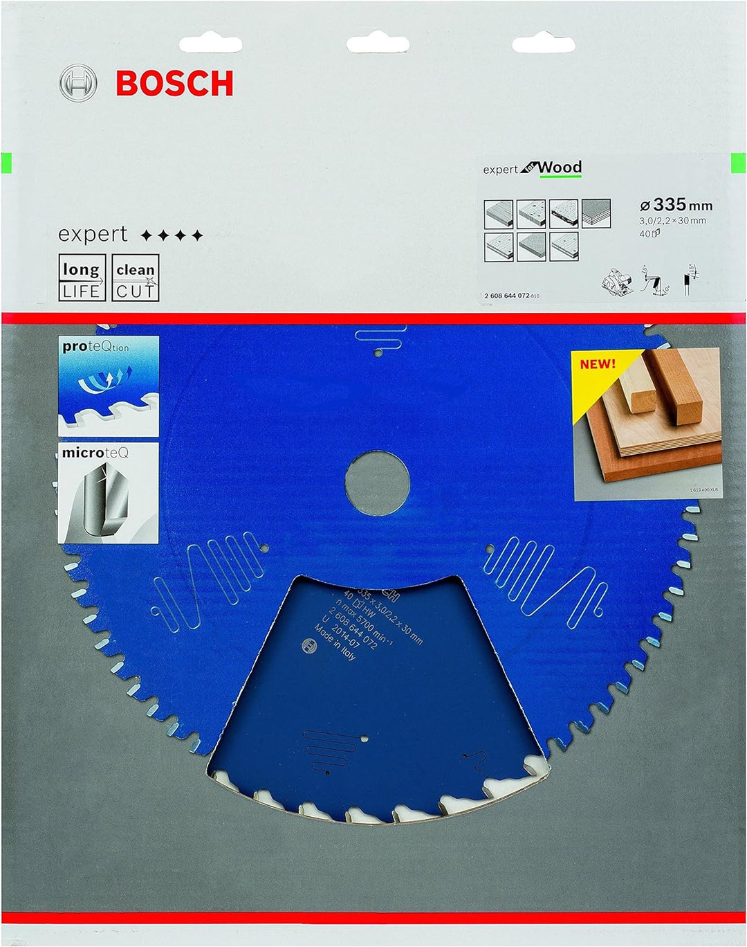 Bosch Professional 1x Kreissägeblatt Expert for Wood (Holz, Sägeblatt Ø 335 x 30 x 3 mm, 40 Zähne, Z