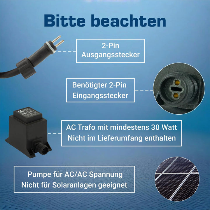 Kerry Electronics KEP1500LL: 1500 Liter Ersatzpumpe ohne Trafo 12V AC KEP1500L 25W (wie Jebao wp1500