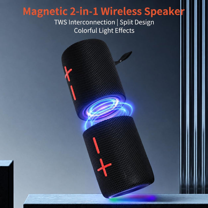 CYBORIS Tragbarer 2-in-1 magnetischer Bluetooth-Lautsprecher, 20W Bluetooth 5.3 mit Dual-Lautspreche