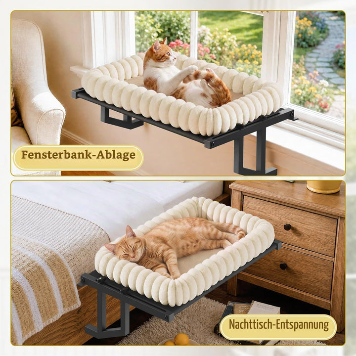 Katzen-Fensterliege für grosse Katzen, Metallrahmen, Beige