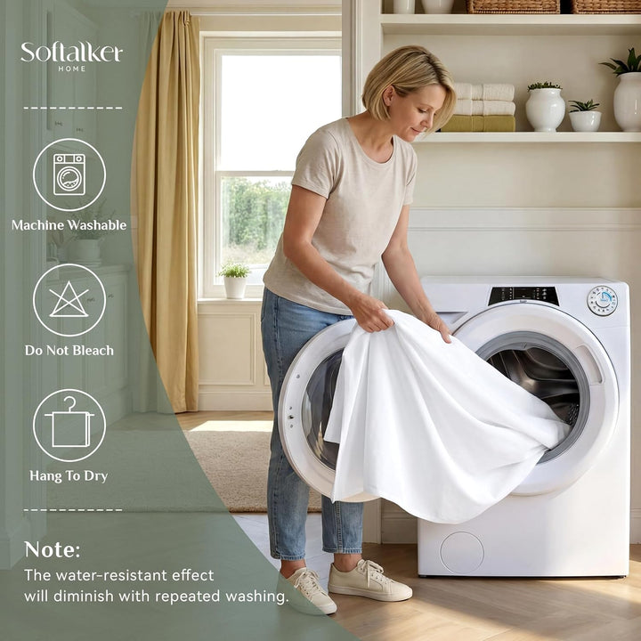 Softalker Tischdecke 152 x 259 cm Abwaschbar Tischdecken Weiss Rechteckig Tischtuch aus 210 GSM Poly