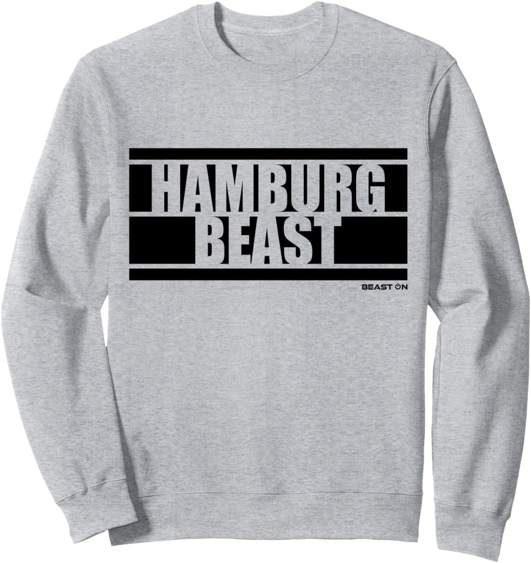 Hamburg Beast Fitness Training Gym Motivation Sprüche weisses Sweatshirt