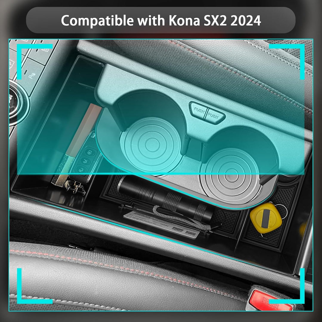 CDEFG Kompatibel mit Hyundai Kona SX2 2024-2026 Mittelkonsole Organizer Aufbewahrungsbox Handschuhfa