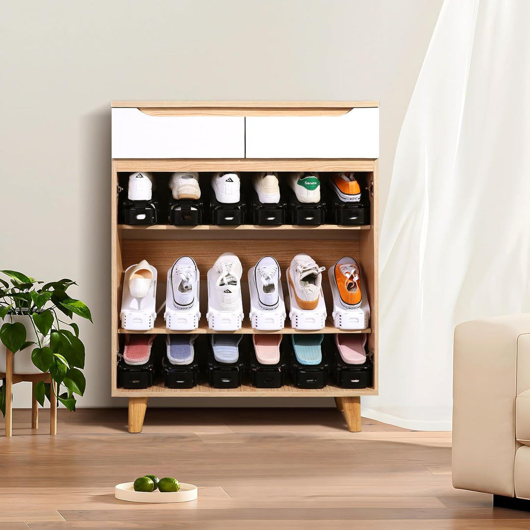 UCAMP Einstellbare Schuhregale,24 Stück Rutschfest Schuhstapler Doppelschicht Schuhhalter Platzspare
