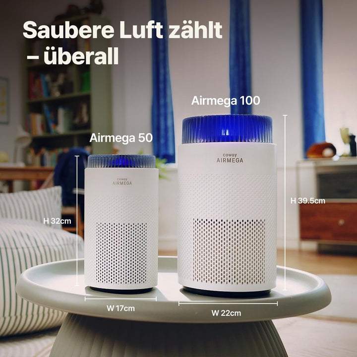 COWAY Luftreiniger Allergiker für Schlafzimmer & kleine Räume, leiser Luftreiniger mit 18,4dB, CADR