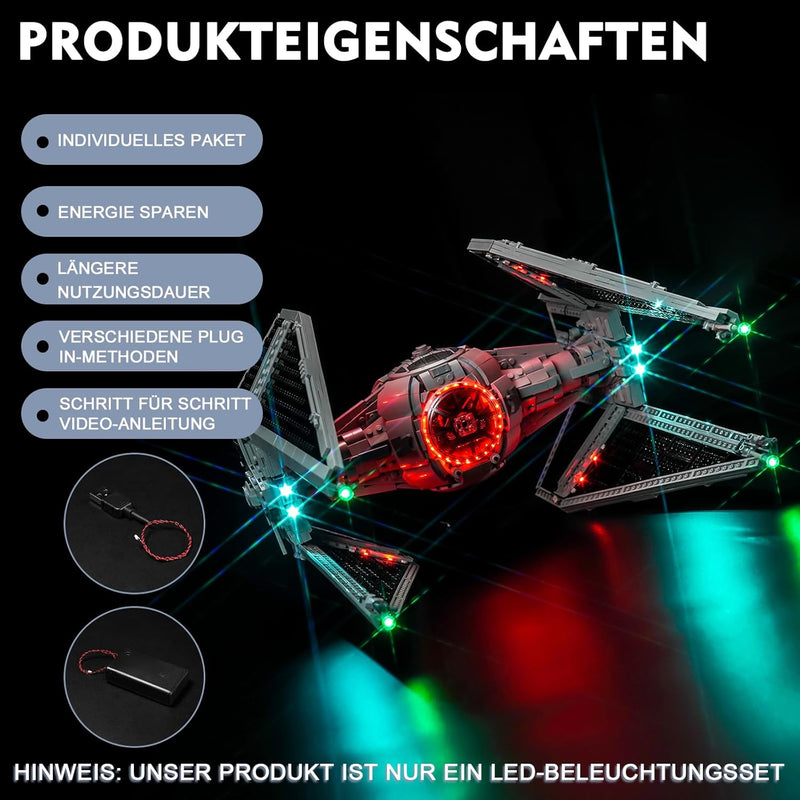 Led Licht Set Kompatibel mit Lego 75382 TIE Interceptor (Kein Modell), Dekorationsbeleuchtungsset Co