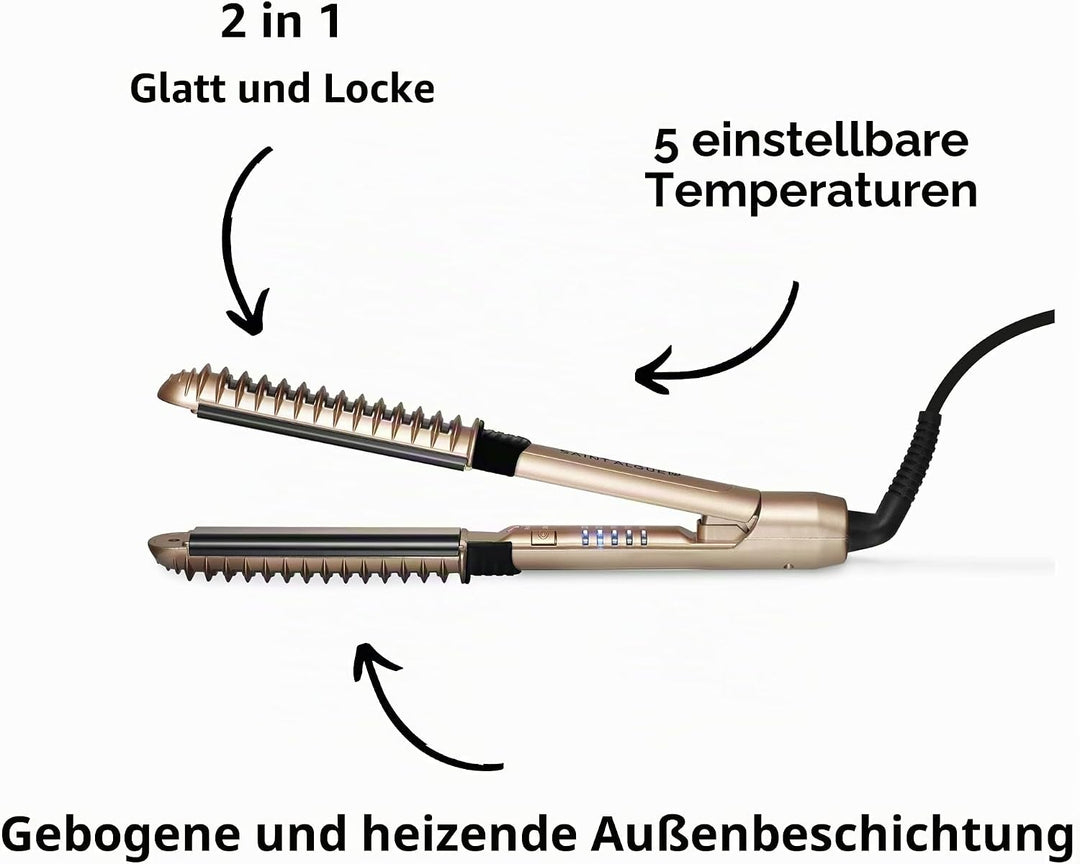 Demeliss - Saint Algue - XCURLER, 2 in 1 Curl -Glättchen, 24 mm gebogene Platten, Keramikbeschichtun