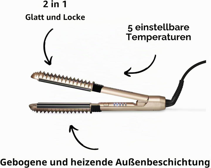 Demeliss - Saint Algue - XCURLER, 2 in 1 Curl -Glättchen, 24 mm gebogene Platten, Keramikbeschichtun