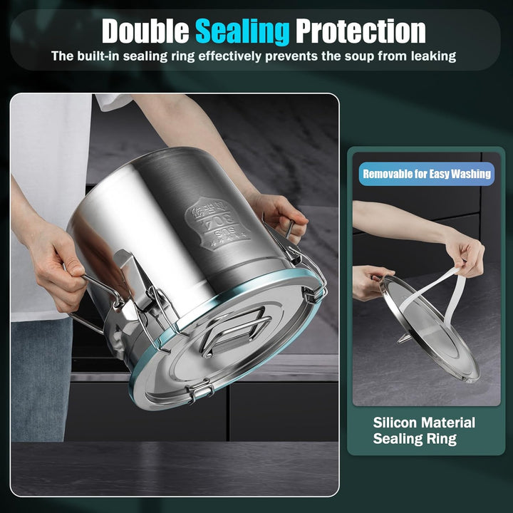 Edelstahl Getreidebehälter, 12L Luftdichter Kanister Lebensmitteln mit Deckel, Küche Edelstahl Eimer