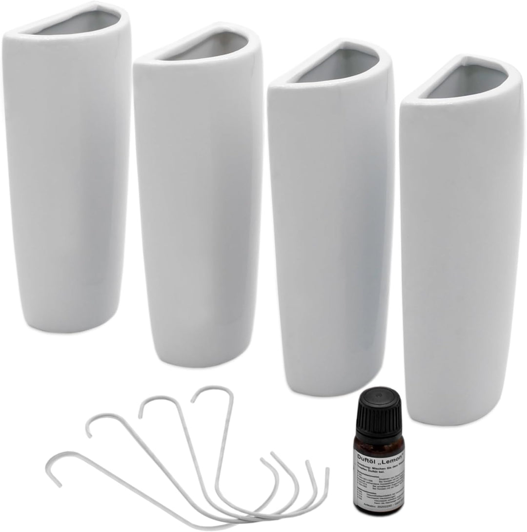 Keramik Luftbefeuchter halbrund für Heizkörper 4er Set - 19 x 9 cm - Wasserverdunster zum Einhängen