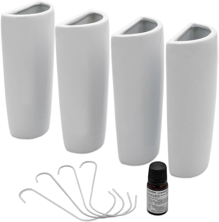 Keramik Luftbefeuchter halbrund für Heizkörper 4er Set - 19 x 9 cm - Wasserverdunster zum Einhängen