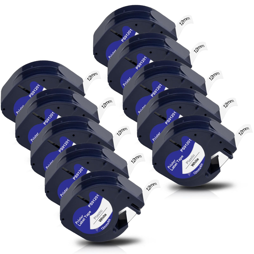 10x Pristar Kompatible Schriftband als Ersatz für Dymo LetraTag XR Etikettenband 91221 S0721660 für
