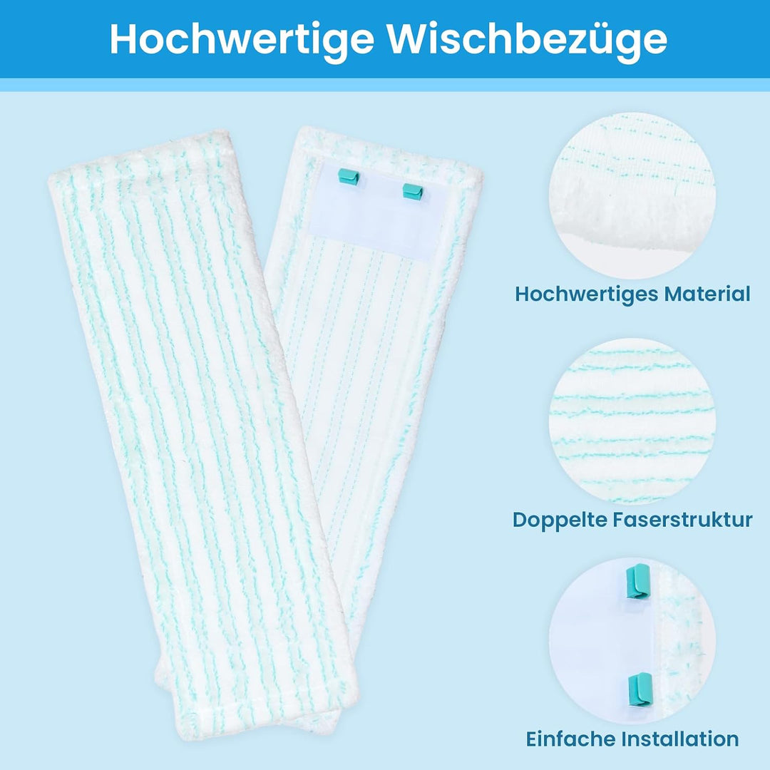 10 Stück Wischbezüge kompatibel mit Leifheit Profi XL Micro Duo / Cotton Plus, 47 x 16,5 cm Mikrofas