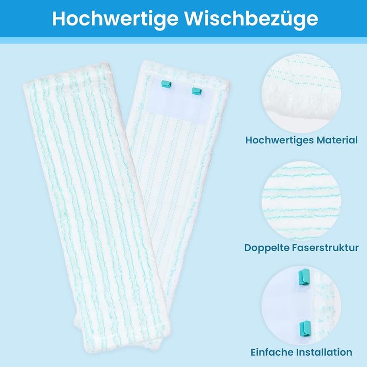 10 Stück Wischbezüge kompatibel mit Leifheit Profi XL Micro Duo / Cotton Plus, 47 x 16,5 cm Mikrofas