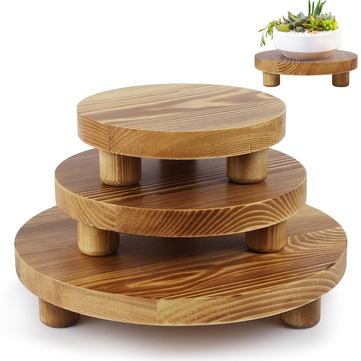 Holzpflanzenständer, Holzpodeste für den Innen- und Aussenbereich zur Dekoration, Holz-Hocker-Ausste