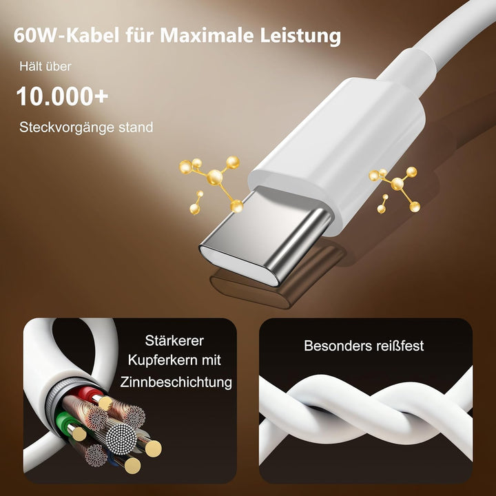 2Pack 40W Schnellladegerät USB C Ladekabel für iPhone 17/17 Pro/17 Pro Max/16/16e/15 Pro Max, iPad A