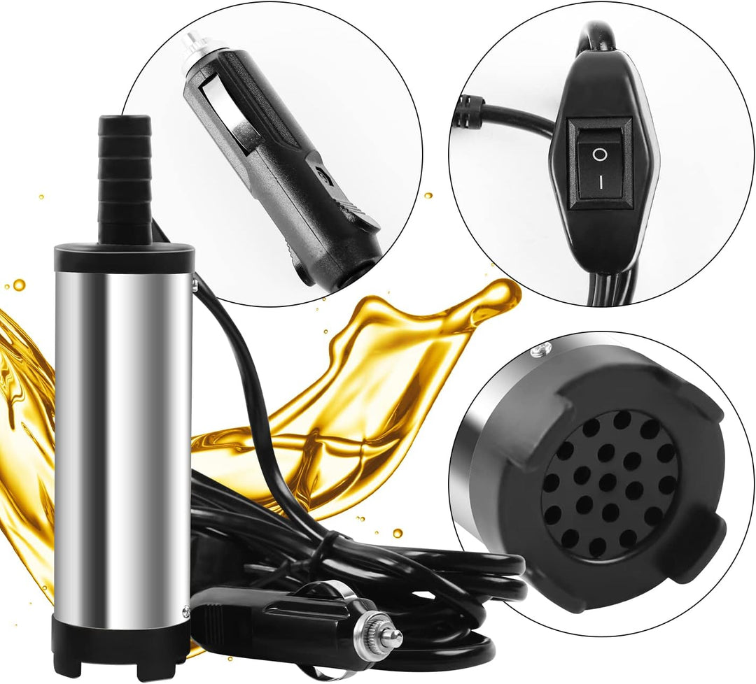 MaxAwe Tauchpumpe DC 12V 38mm, Ölpumpe Dieselpumpe bei 8500 Upm, Mini Pumpe Wasser Pumpe mit Filter
