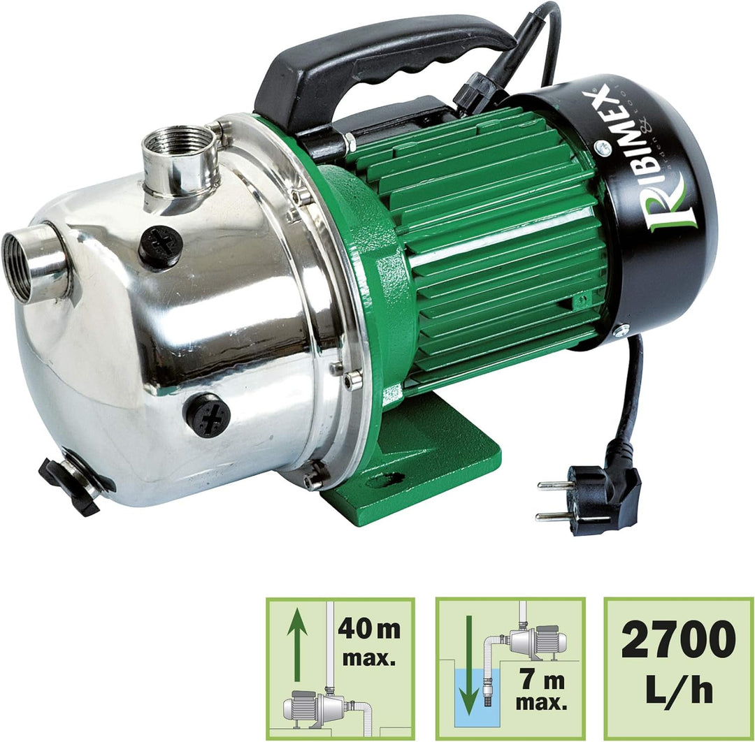 Ribimex PRGJET101I Oberflächenpumpe, Edelstahl, 970 W, Grün/Schwarz, 970 W