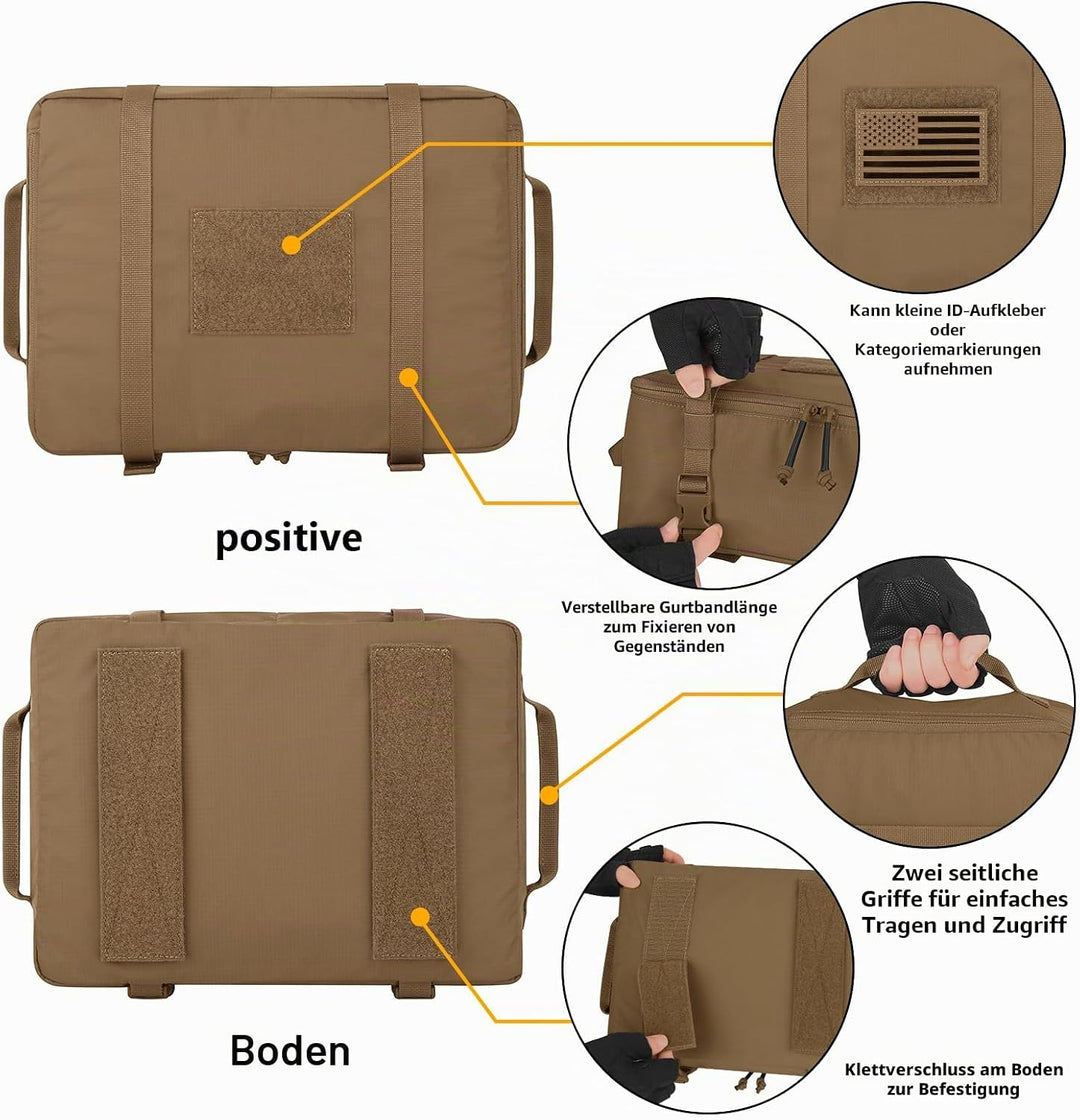 PETAC GEAR 4 PCS Taktische Packing Cubes, Multifunktionale Koffer Organizer Set Outdoor Mesh Bag Set