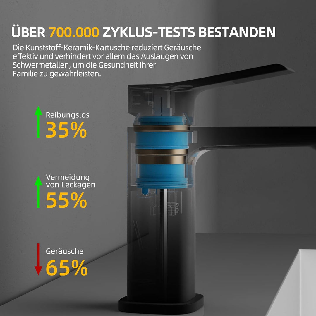 BELZ Wasserhahn Bad,Waschtischarmatur Einhandmischer Armatur Waschbecken mit Auslauf Höhe 82 MM,Wass