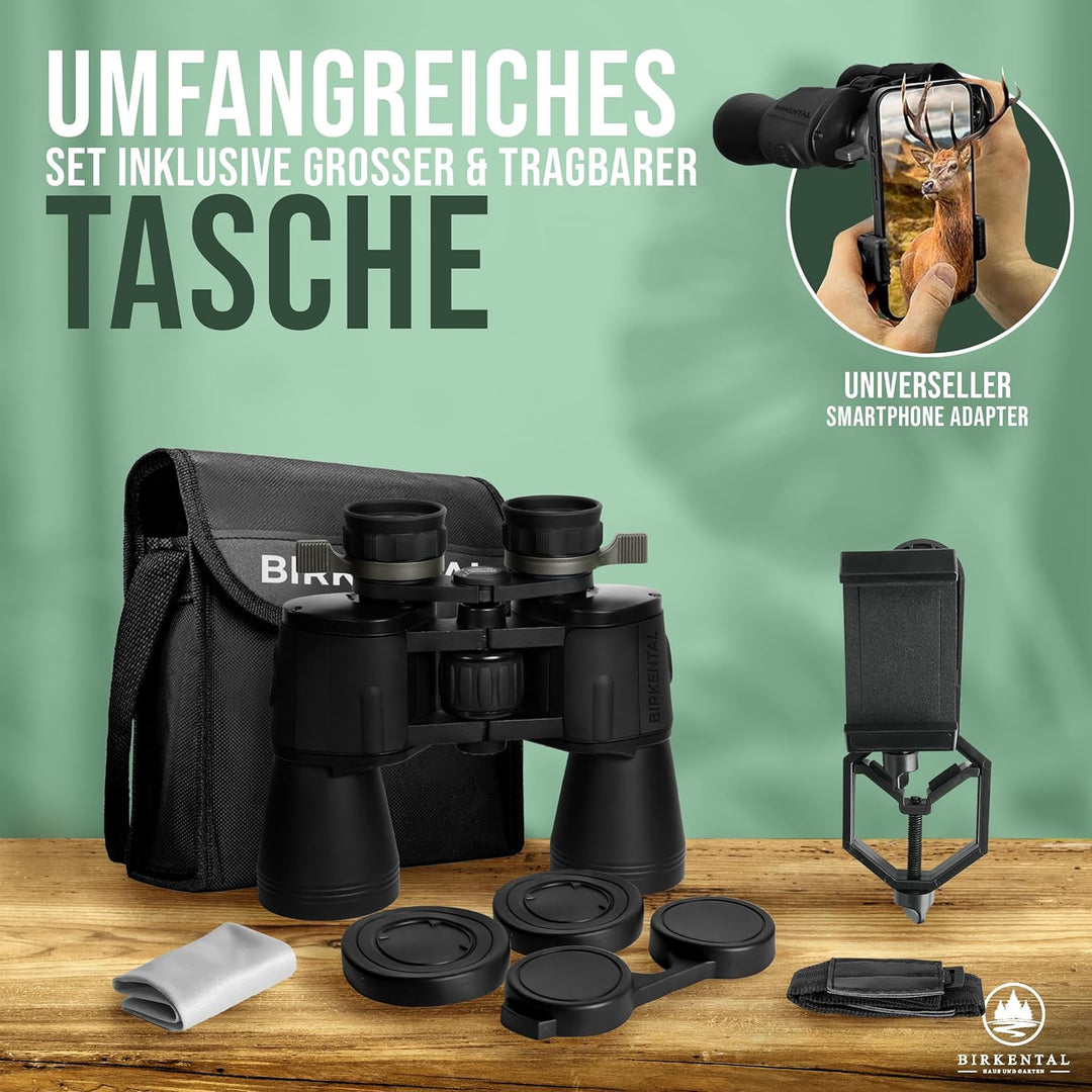 Fernglas 10x50 mit Dioptrienverstellung – HD Feldstecher, BAK4 Prisma & FMC Objektiv - brillenträger