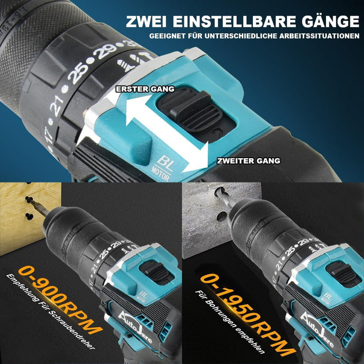 Akku Schlagbohrschrauber Kompatibel mit Makita 18V 13MM Bürstenloser Bohrschrauber 35+3 Drehmomentst