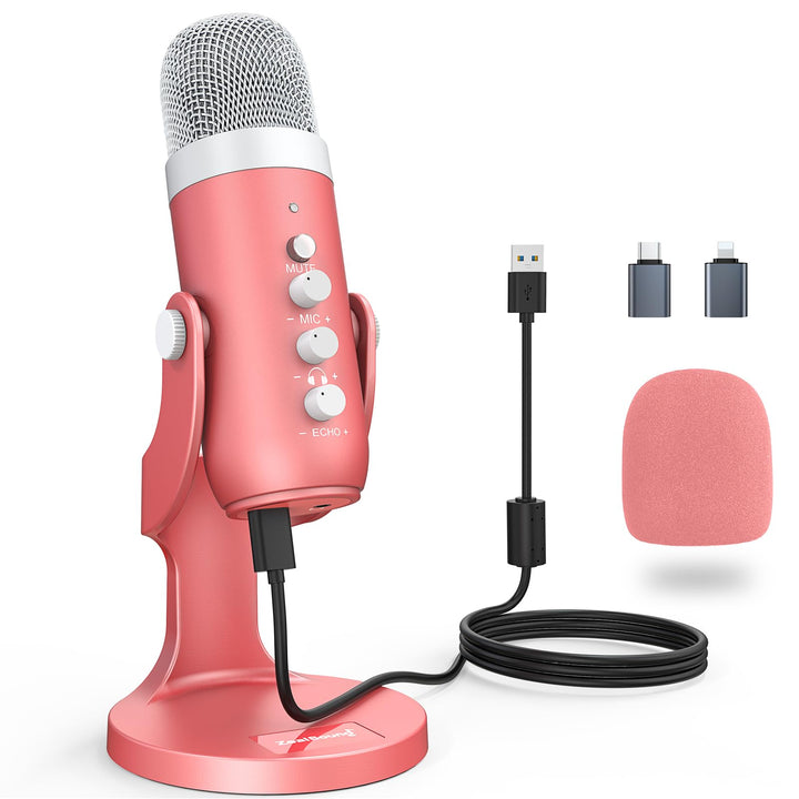 zealsound k66 Mikrofon PC, USB-Gaming für Handy Laptop mit Adapter, Stumm/Echo, Kondensatormikrofon