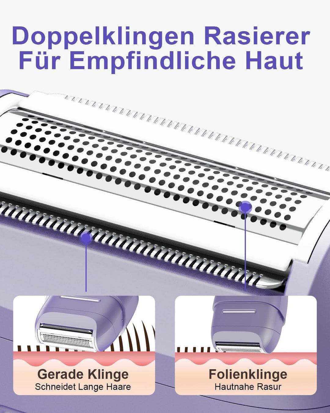 Elektrischer Rasierer Damen, Damenrasierer Elektrisch, Rasierer Damen Elektrisch Mit Doppelklingen,