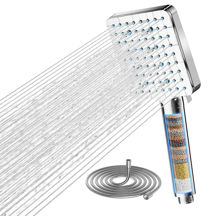 Cobbe Duschkopf mit Filter, Hochdruck Handbrause mit Filtration in 20 Schichten 1,5M Schlauch, 6 Str