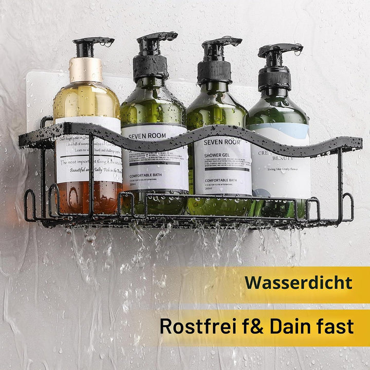 ALOCEO Duschablage ohne Bohren 3 Stück, Rostfrei Dusch Organizer, Shampoo Halterung für Dusche, Schw
